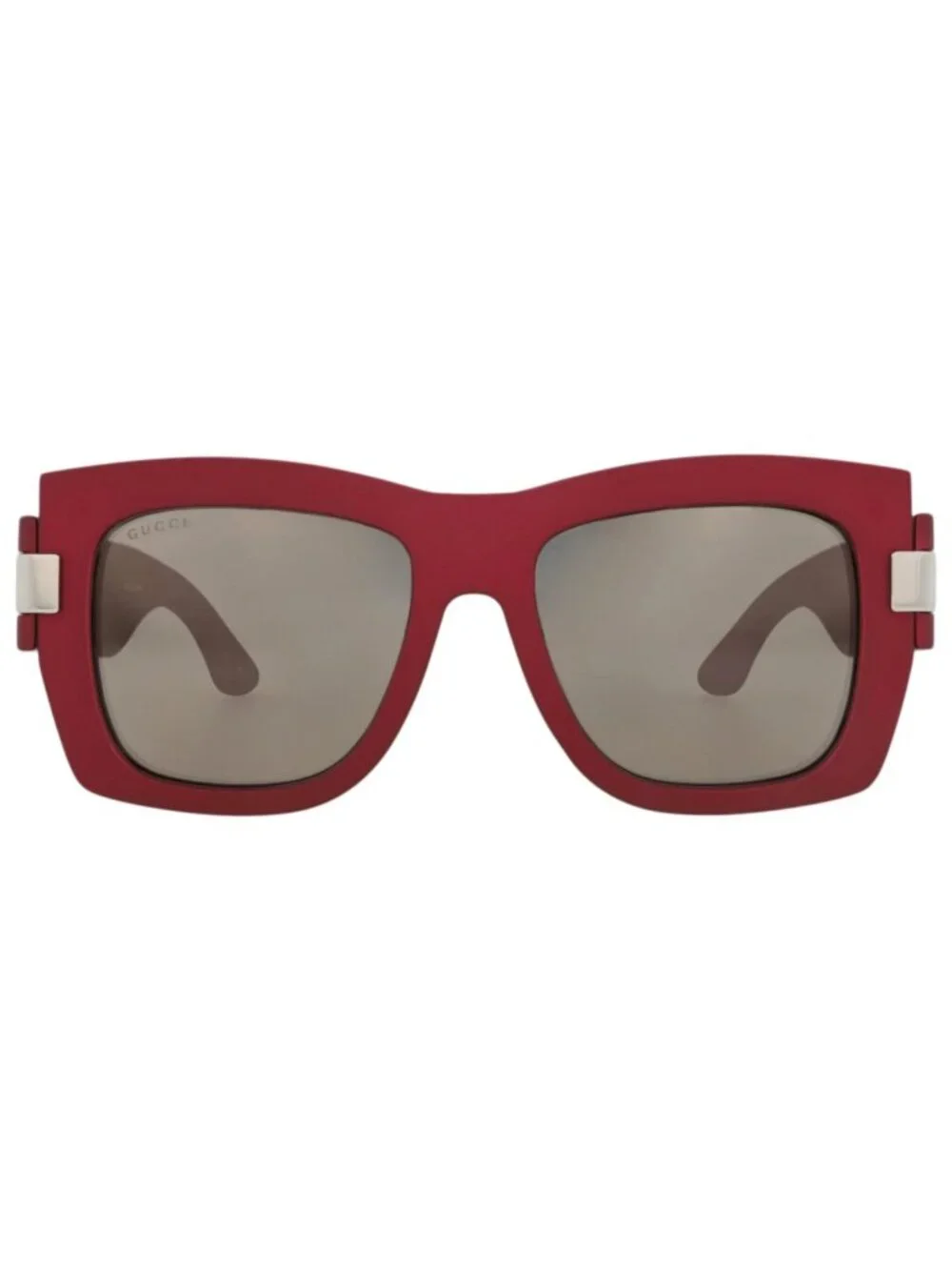 New Gucci Women's Sunglasses Square Rectangle Injection Frame Red Red Grey